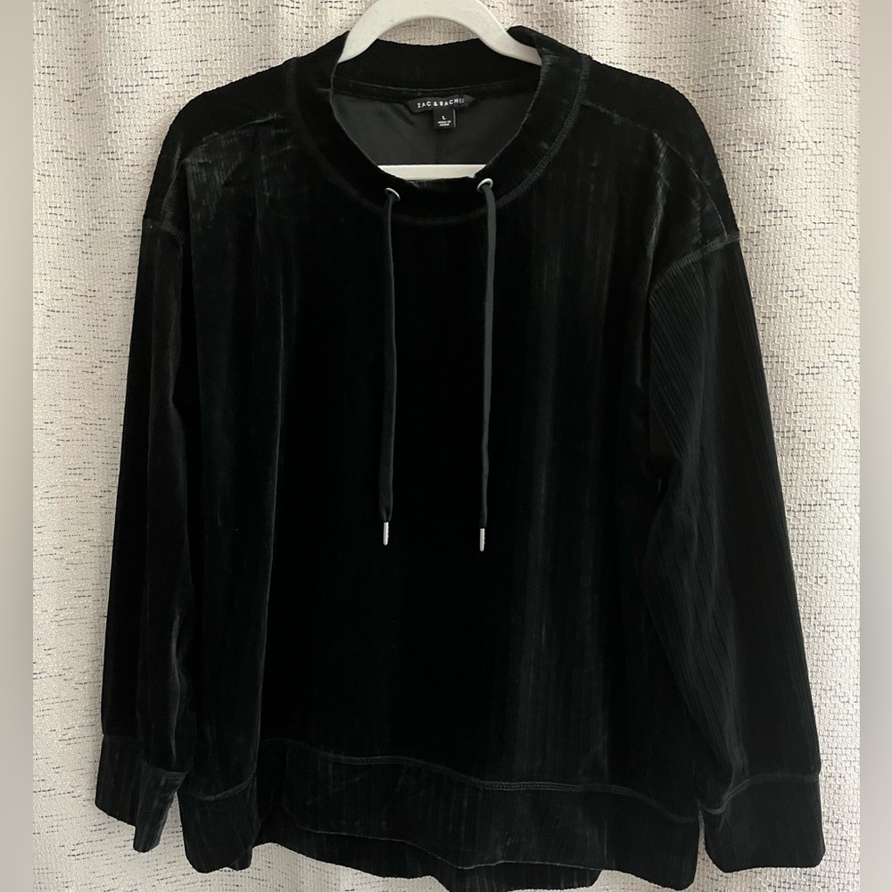 Zac & Rachel Black Ribbed Velour Long Sleeve Top - Picture 2 of 9
